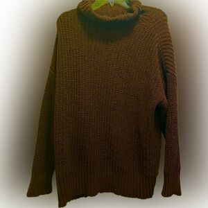 AERIE Oversized Cowl Neck Knit Maroon Sweater (J3)